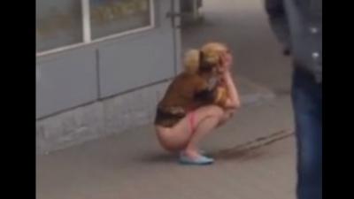 Blonde White Girl Public Peeing