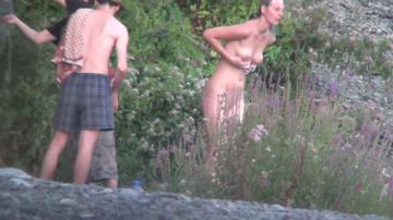 Shaved White Girl Outdoor Showering
